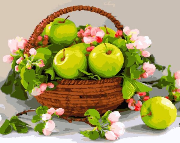 Натюрморт ваза с цветами и фруктами