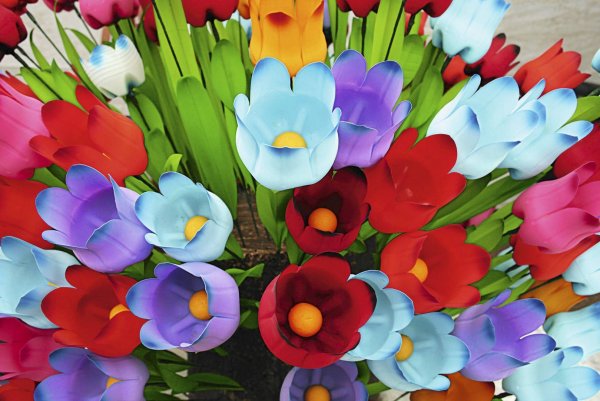 Пластик красные цветы