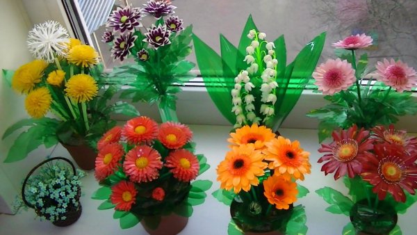 Цветы из пластмассовых бутылок