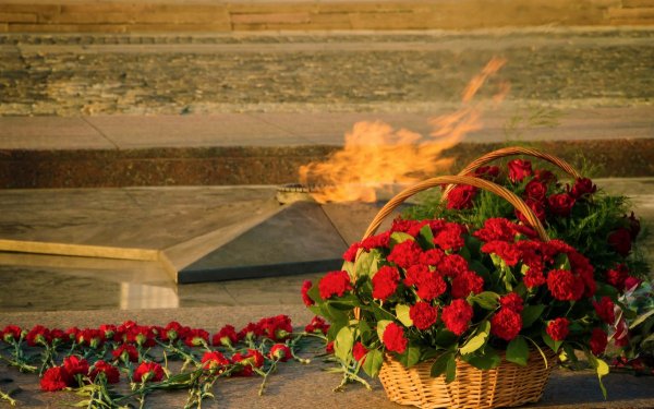 Ветераны возлагают цветы к Вечному огню