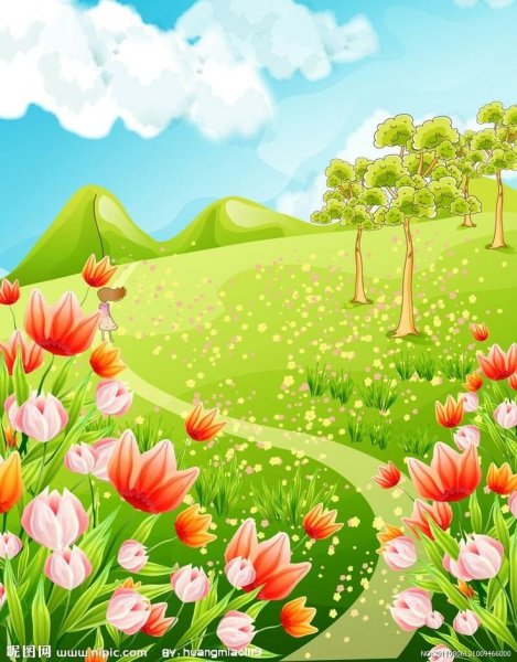 Сказочная Полянка с цветами