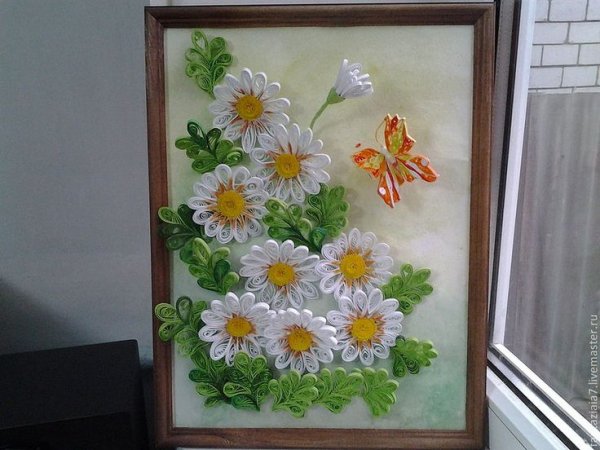 Квиллинг ромашки картины
