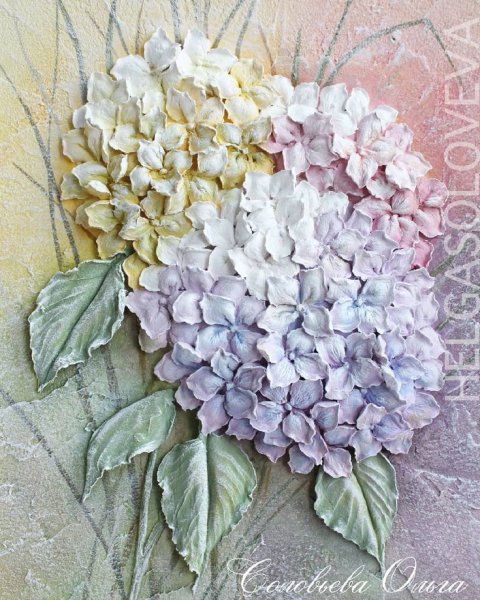 Скульптурная живопись гортензия