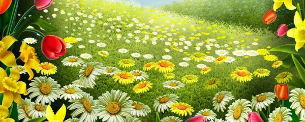 Сказочная Поляна с цветами