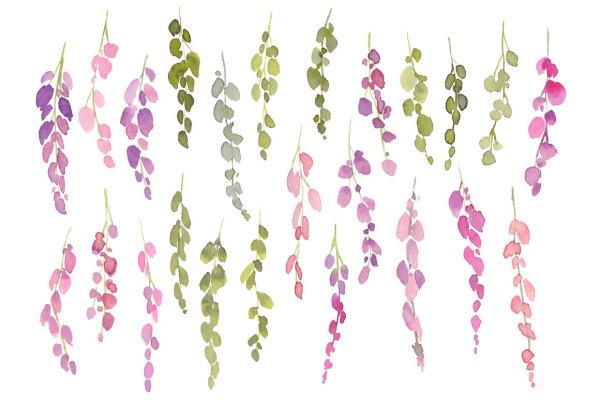 Акварельные цветы свисают