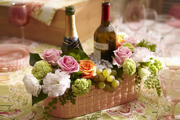 Торт шампанское цветы