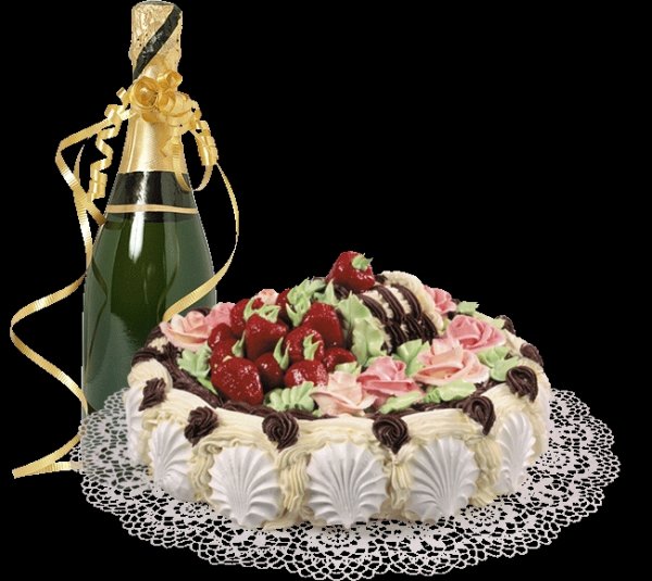 Торт шампанское цветы