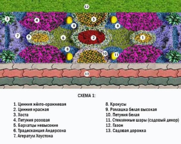 Схемы рабаток из многолетников и однолетников