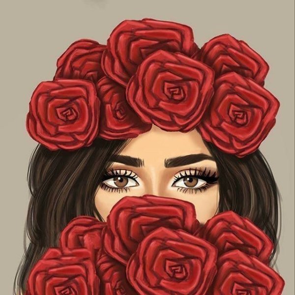 Брюнетка с цветами