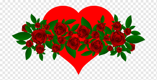 Сердечки и цветы на прозрачном фоне