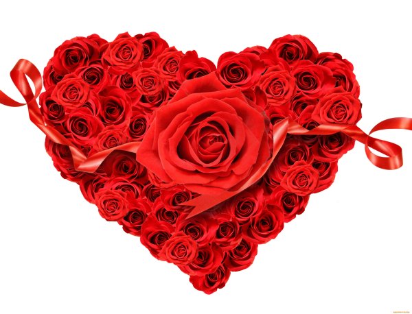 Сердце из красных роз