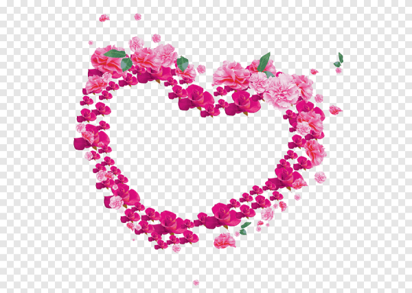 Сердце из цветов на прозрачном фоне