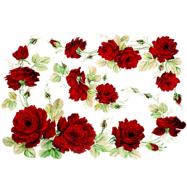 Красные цветы для декупажа