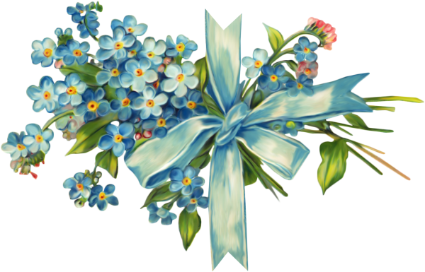 Голубые цветы на прозрачном фоне
