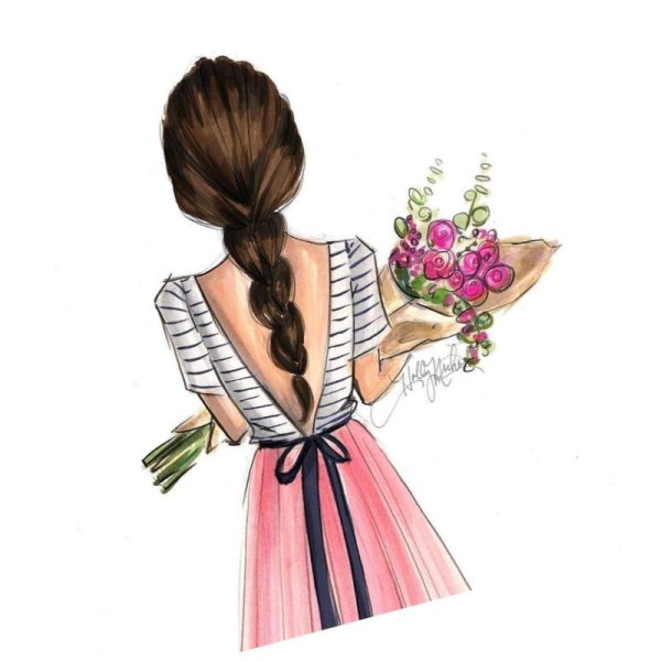 Девушка со спины рисунок