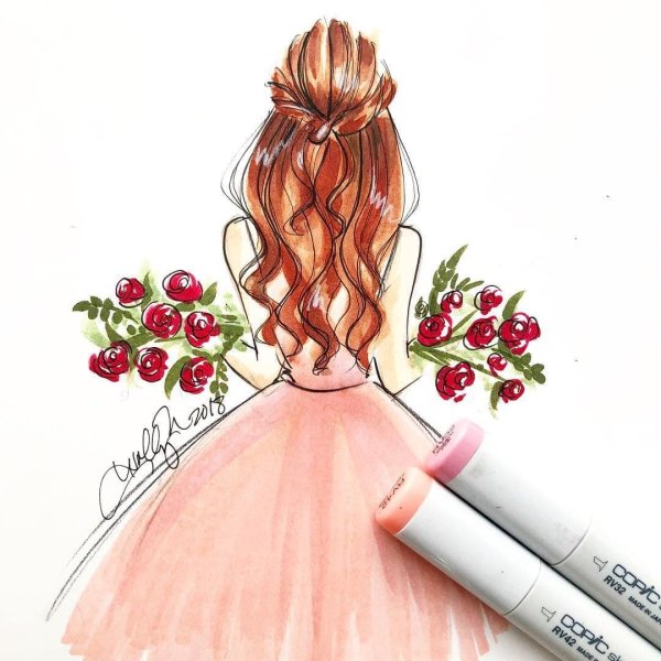 Модные иллюстрации девушек со спины