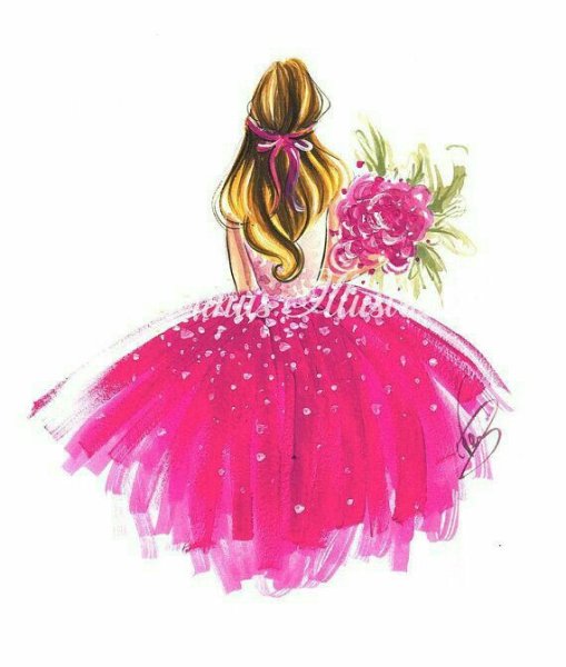 Девушка со спины рисунок