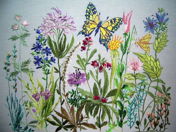 Вышивка гладью полевые цветы
