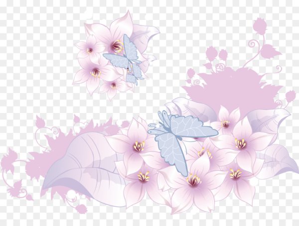 Фиолетовые цветы на прозрачном фоне