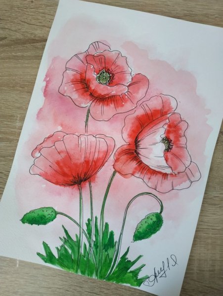 Рисуем цветы фломастерами