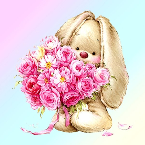 Мишка с цветами