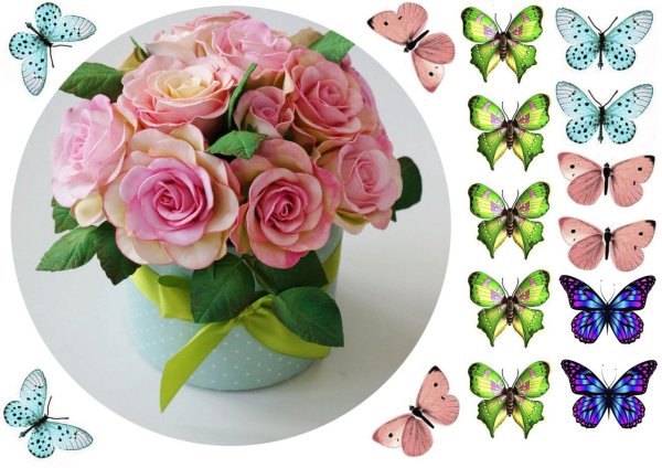 Цветы печать на торт