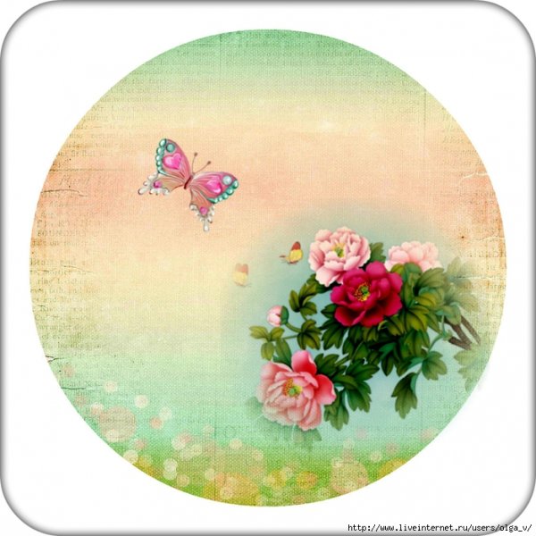 Круглая фотопечать с цветами