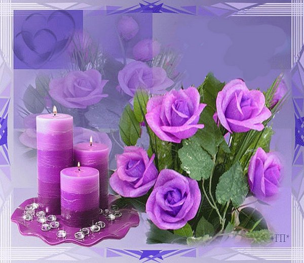 Синяя ваза с цветами