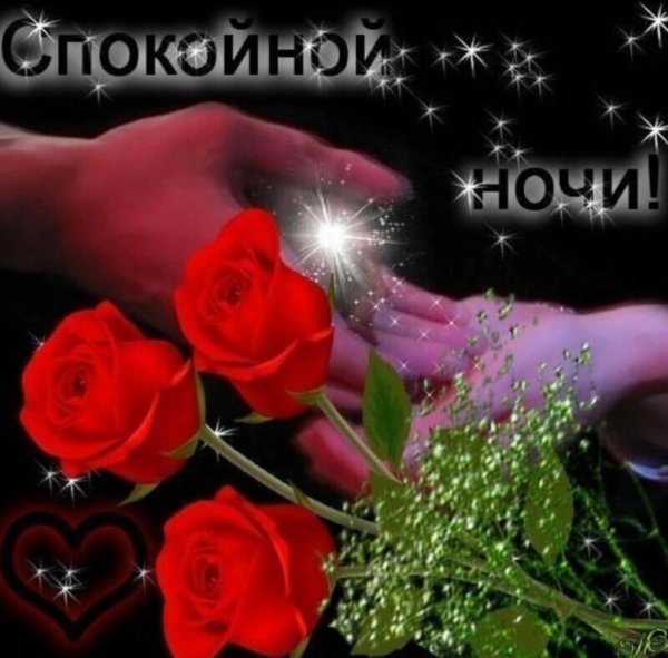 Спокойной ночи с розами и пожеланиями