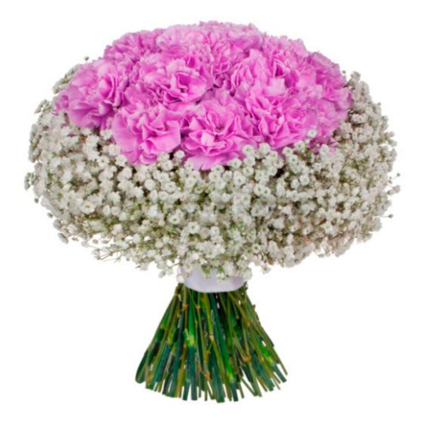 Гвоздика и гипсофила букет