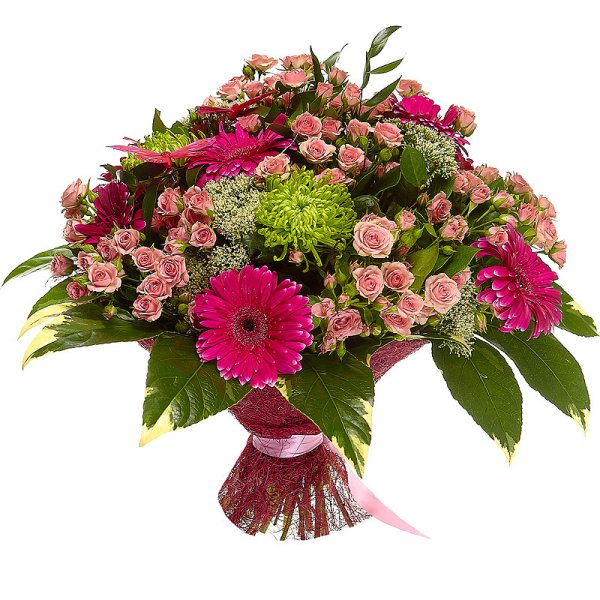 Букет из гербер и кустовых роз