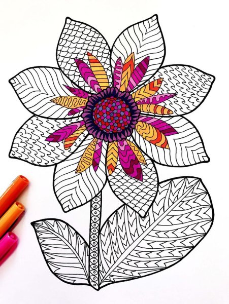 Зентангл узоры цветы