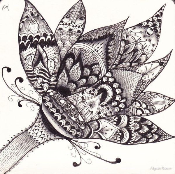 Цветы в стиле зендудлинг