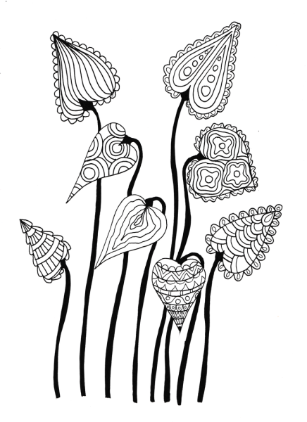 Дудлинг и Зентангл цветы