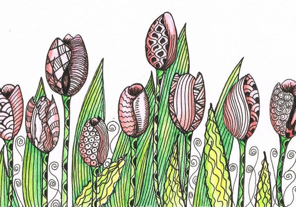 Дудлинг и Зентангл цветы