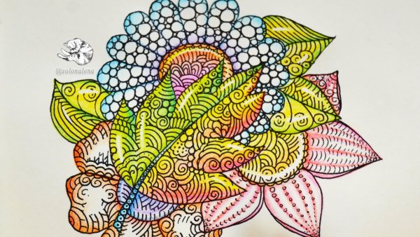 Дудлинг цветными карандашами