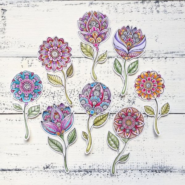 Зентангл цветочные композиции