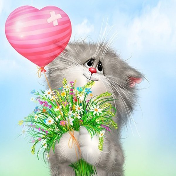Котенок поздравляет с днем рождения