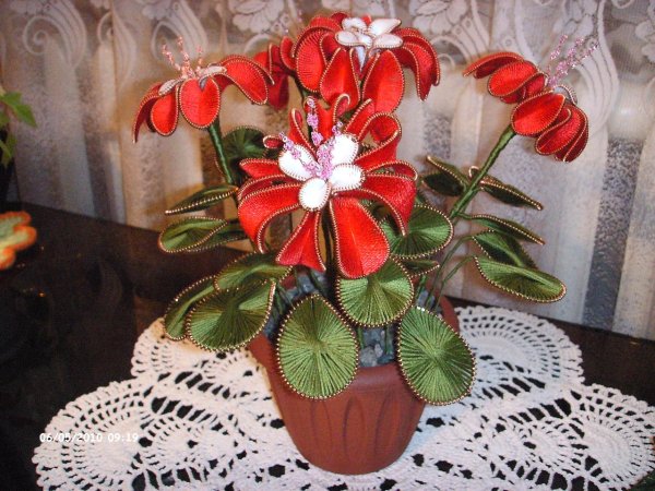 Ганутель цветы из ниток и проволоки