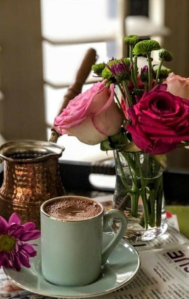 Доброе утро розы и кофе