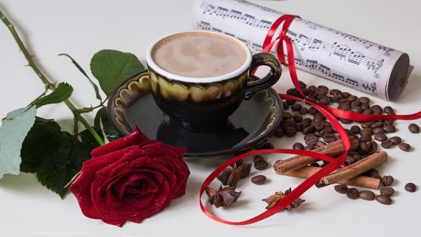 Кофе и роза