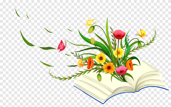 Книга с цветком на прозрачном фоне