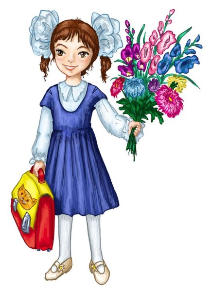 Школьник с цветами рисунок