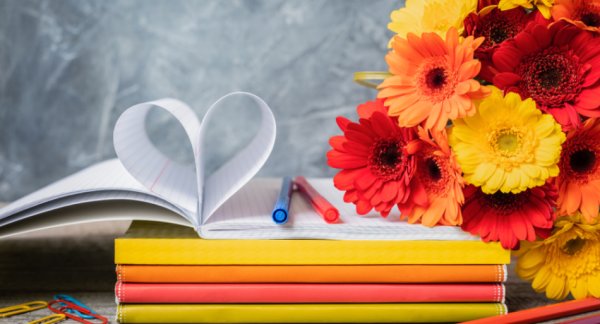 Цветы на учительском столе