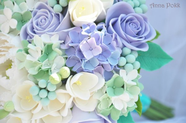 Цветы бирюза с золотом