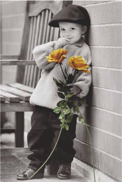 Мальчик с цветами мультяшный