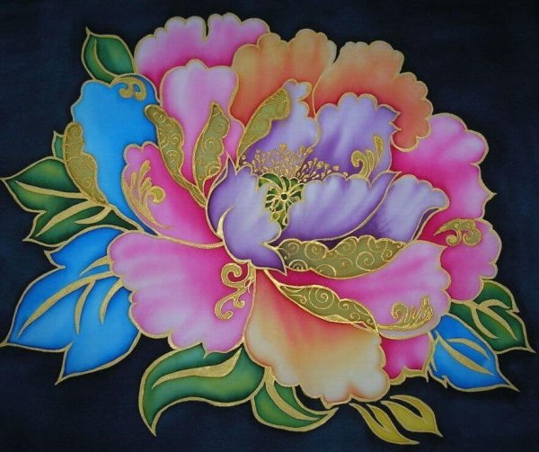 Холодный батик пионы