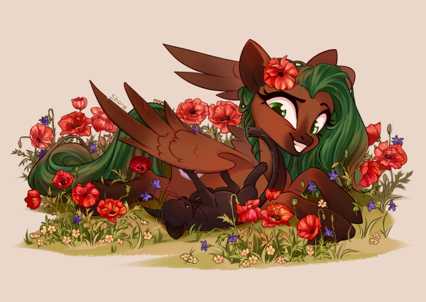 Арт пони с цветами