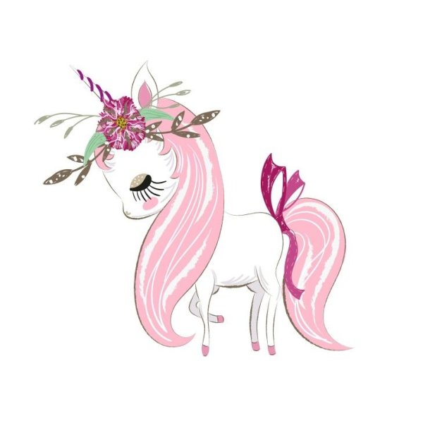 Белый Единорог с розовой гривой
