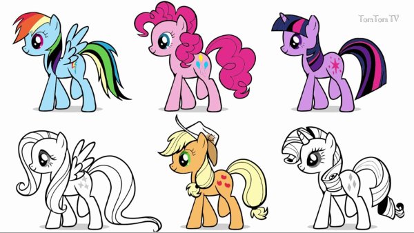 Пони раскраска цветная